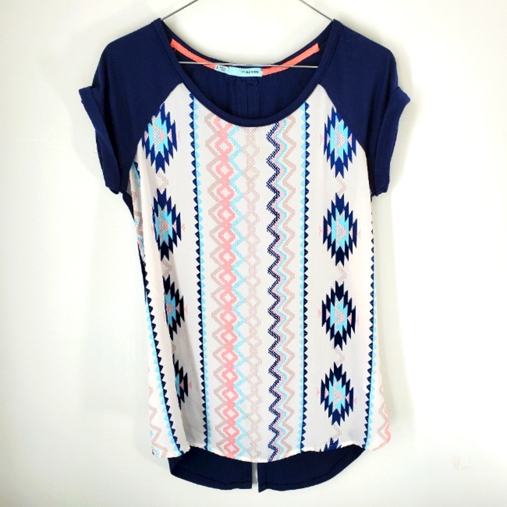Matrices short sleeve geometric blouse